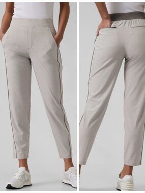Athleta Brooklyn Pants City Stripe in White and Gray